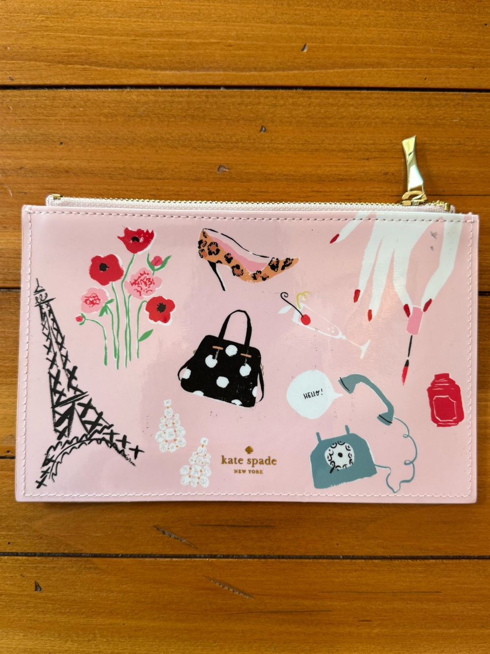 NWOT Kate Spade NWOT Pink Paris Chic Eiffel Tower Pencil Pouch/Cosmetic Case